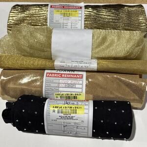 Lot Of Gold Black Metallic And Rhinestone Mesh Fabric Remnants Joann Mix – As Is